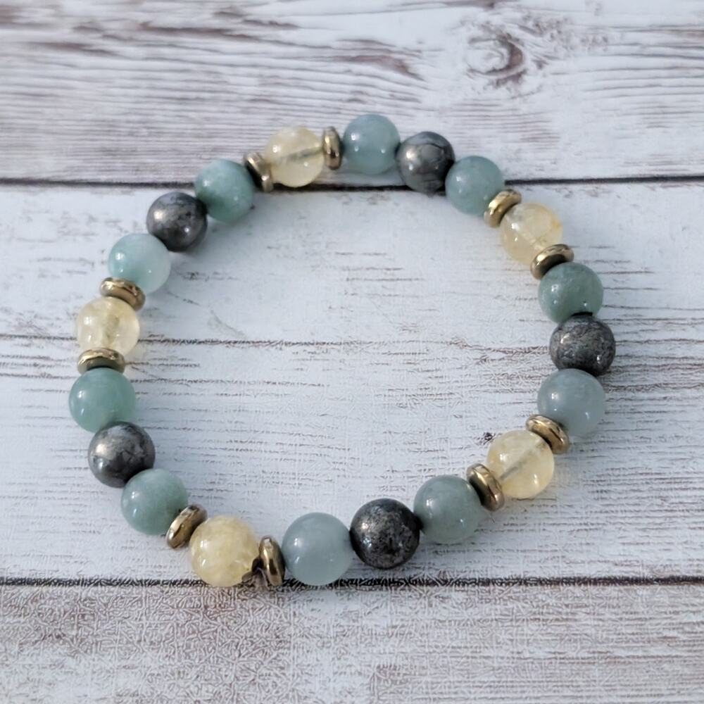 Vintage Stretch Bracelet Yellow & Muted Green Tones
